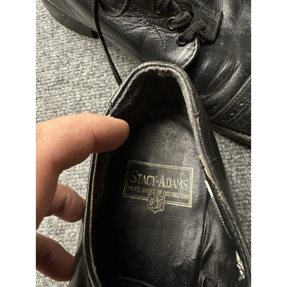 Mens Dress Shoes Stacy Adams Black Cap Toe Oxford Leather, Size US 10